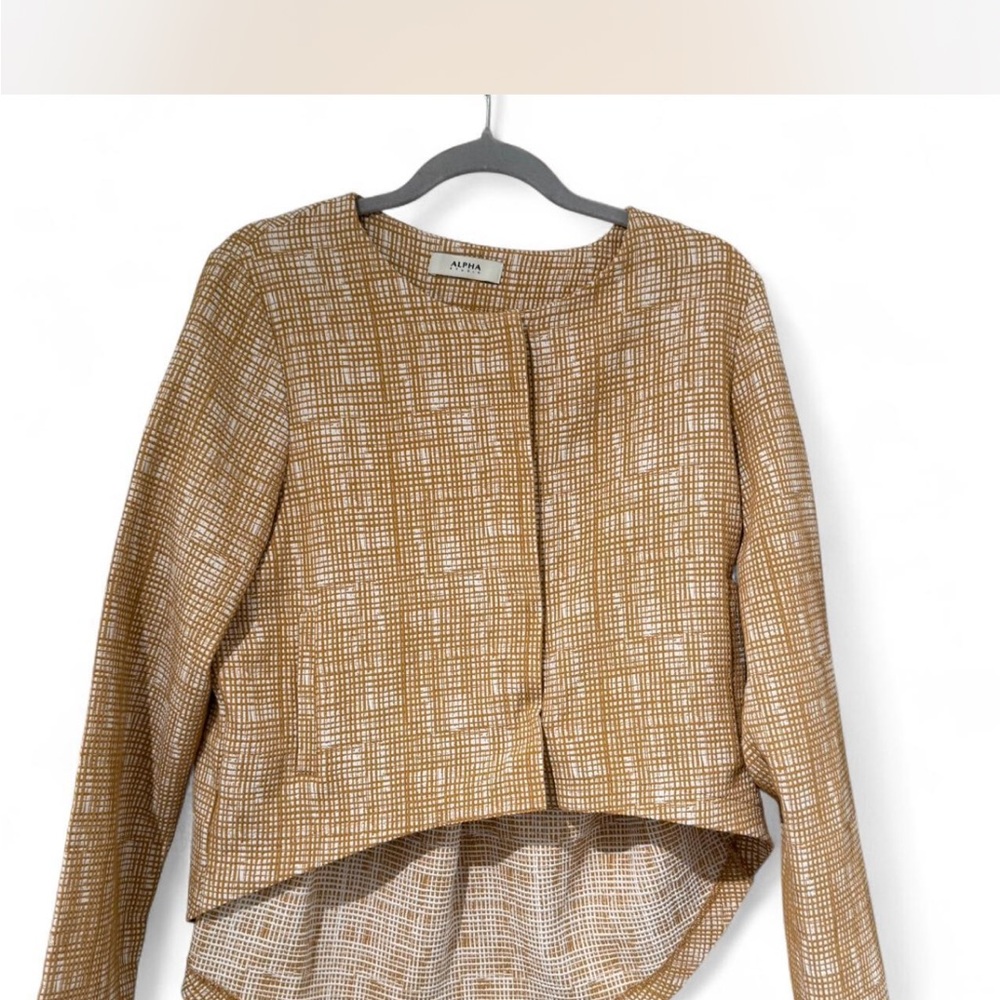 Alpha Studio Mustard and White Patterned Jacket